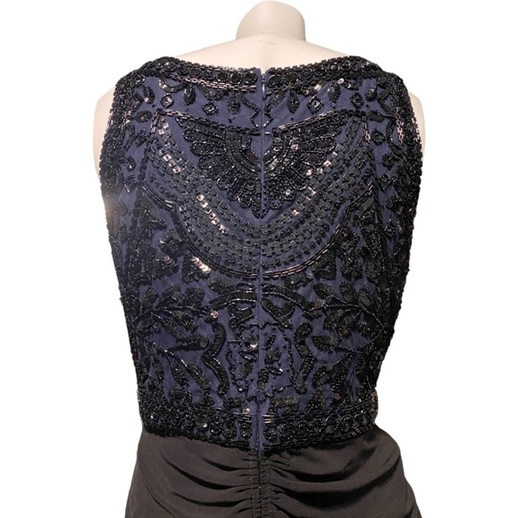 ADRIANNA PAPELL Black Maxi Dress w/Beaded Bodice Size 8 - Picture 6 of 13